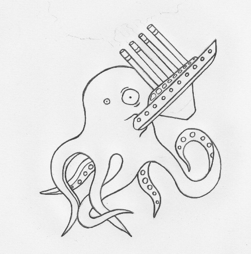 astoņkājis apdruka skice